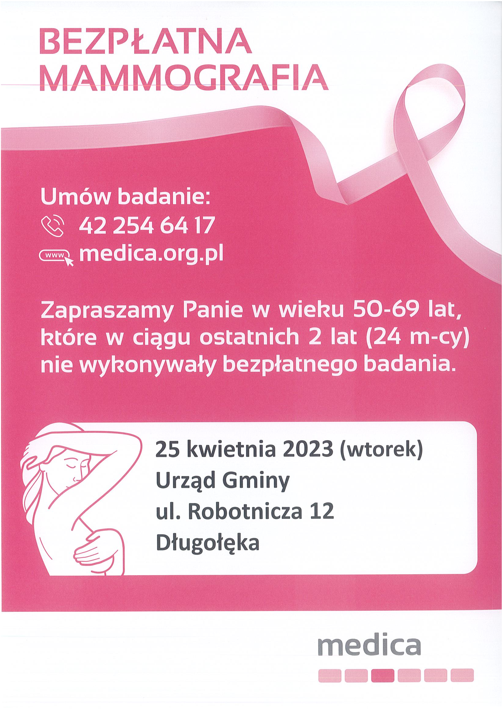  Bezpłatne badania mammograficzne – 25 kwietnia!