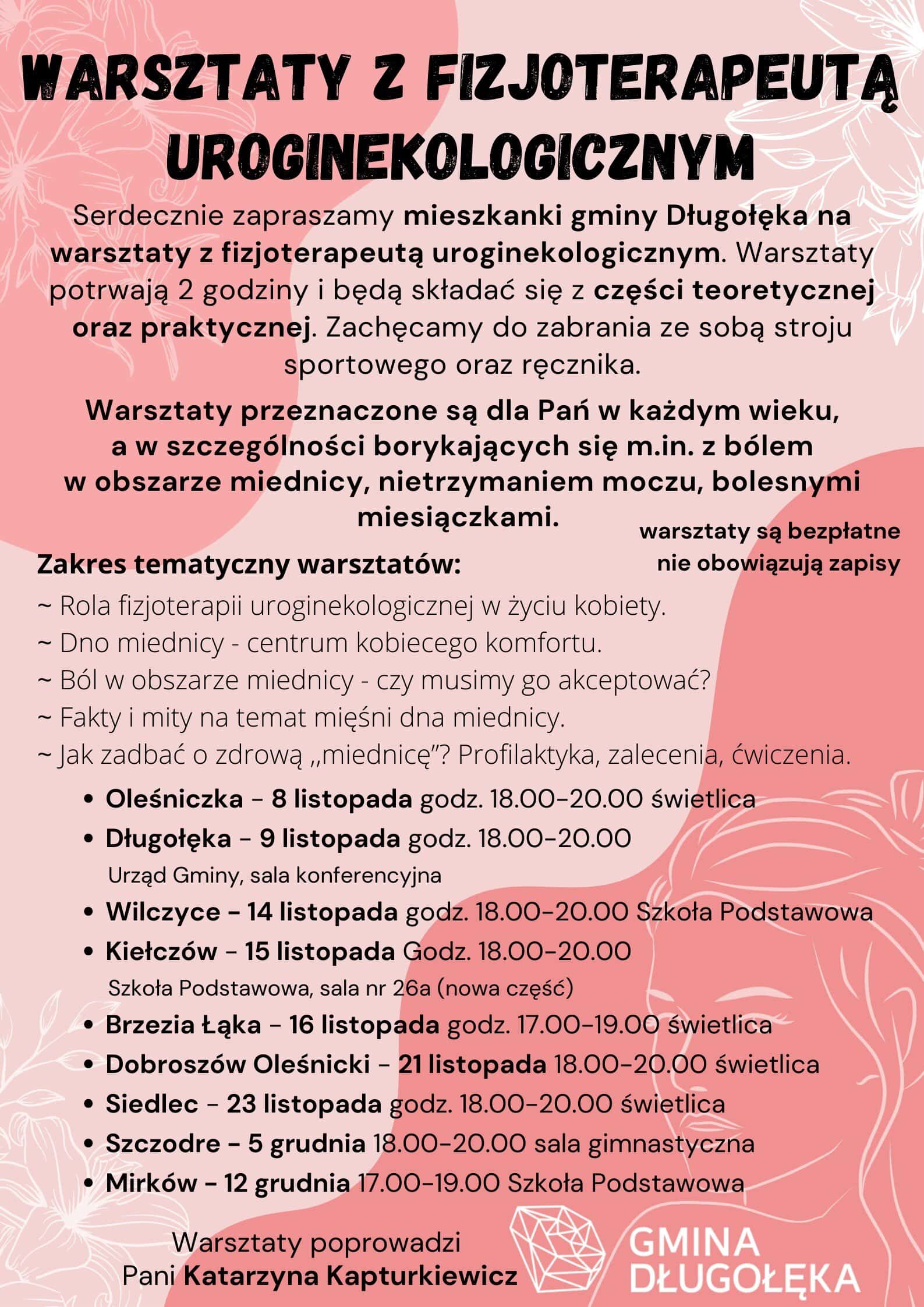 Bezpłatne warsztaty z fizjoterapeutą uroginekologicznym