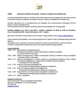 Stacjonarne spotkanie informacyjne – Fundusze Europejskie dla przedsiębiorców