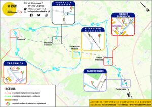 Połączenia kolejowe Pasikurowice – Trzebnica. Zastępcza komunikacja autobusowa