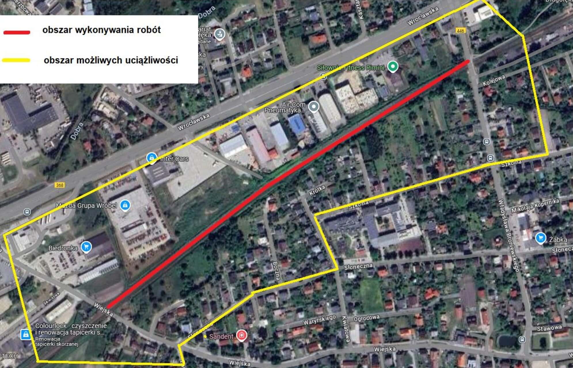 Prace przy linii kolejowej w Długołęce