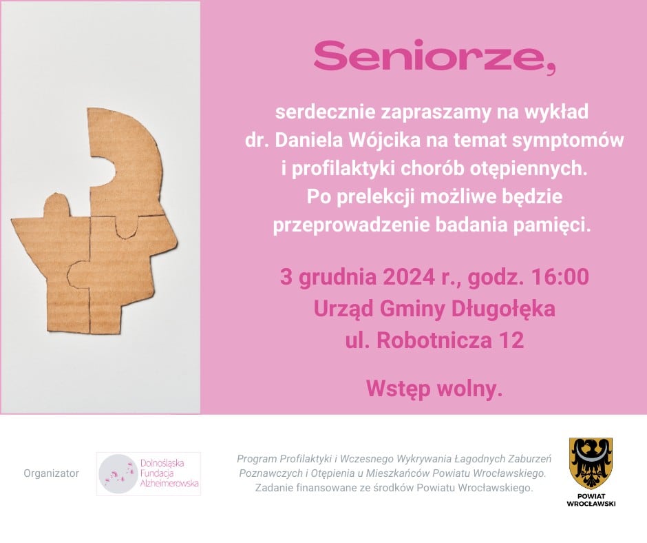 Wykład na temat chorób otępiennych oraz badanie pamięci