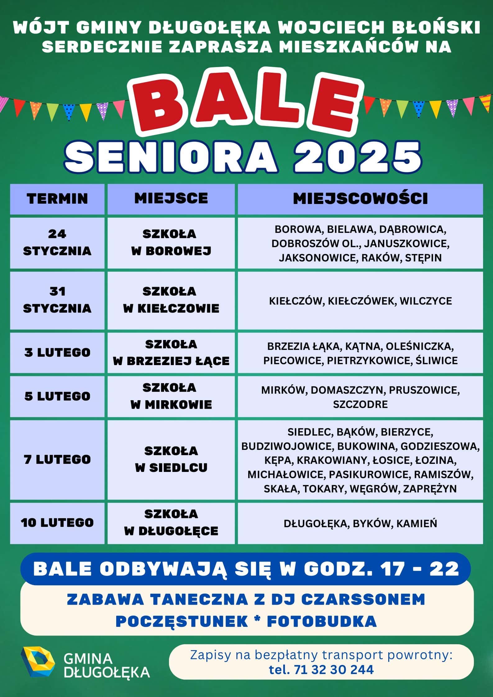 Bale Seniora 2025 w gminie Długołęka – znamy terminy