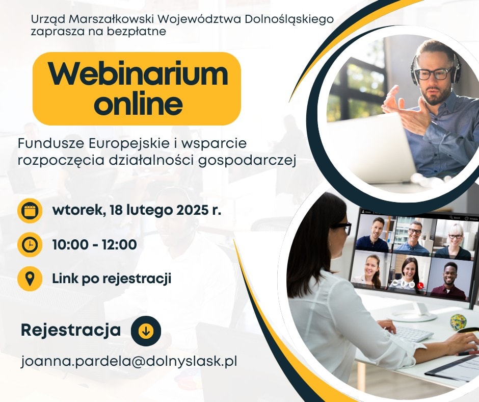 Webinarium online: Fundusze Europejskie i wsparcie rozpoczęcia działalności gospodarczej