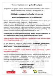 XII Międzynarodowe Senioralia w Krakowie – zapraszamy Seniorów z Gminy Długołęka!