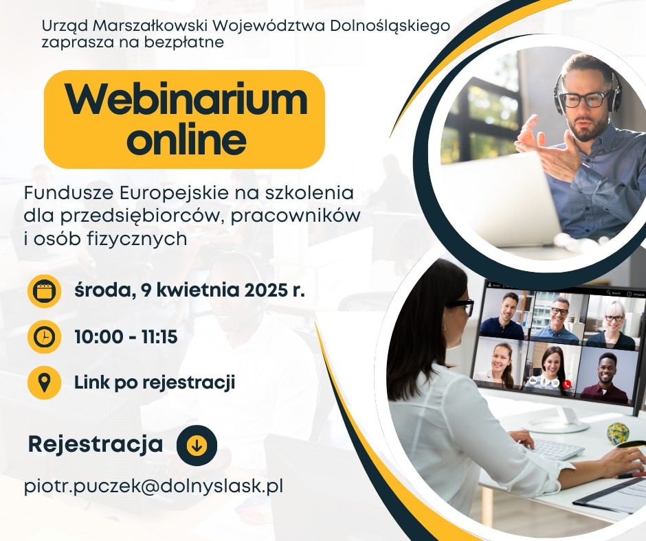 Webinarium: Fundusze europejskie na szkolenia dla przedsiębiorców, pracowników i osób fizycznych