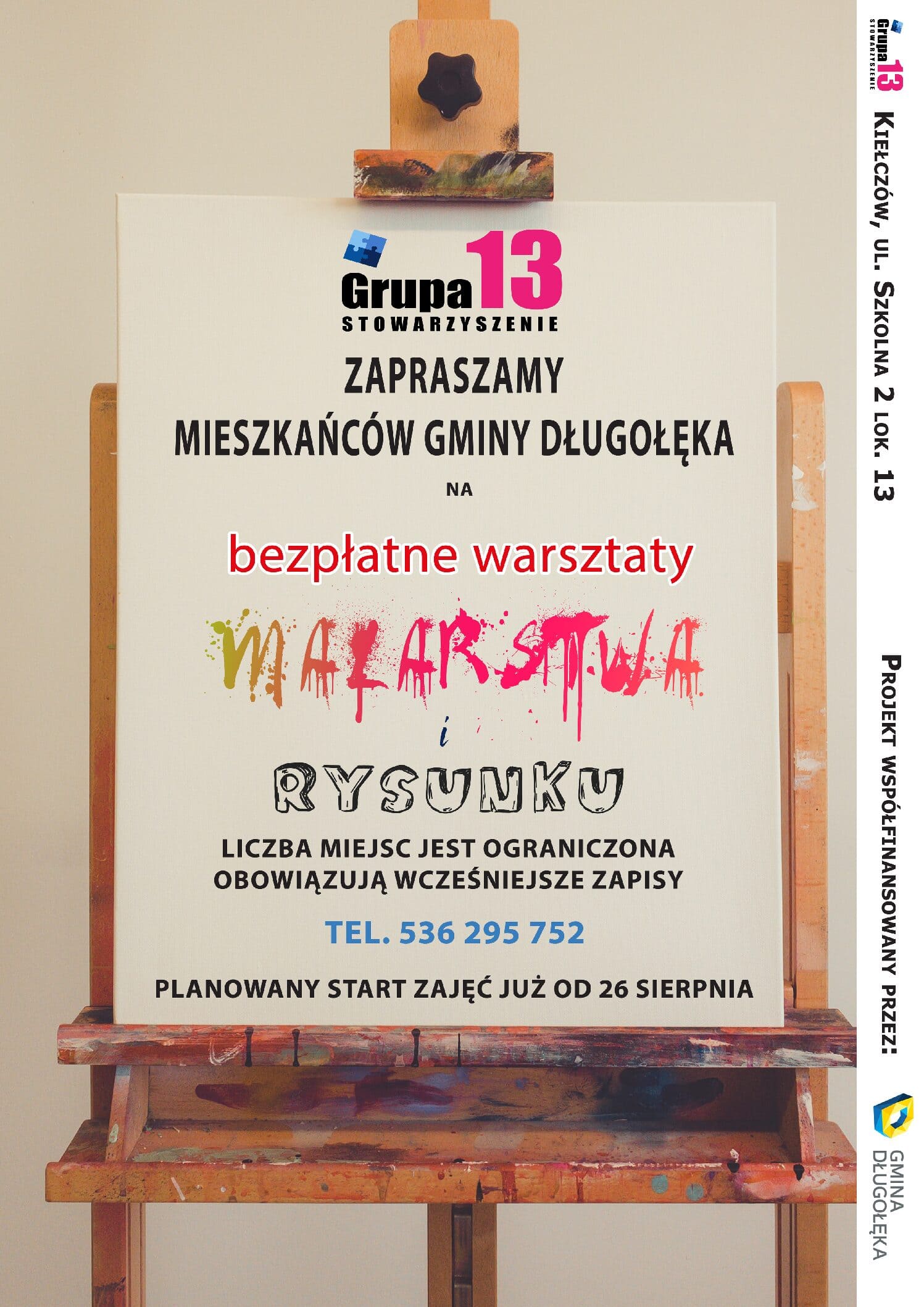 Bezpłatne warsztaty malarstwa i rysunku dla mieszkańców Gminy Długołęka