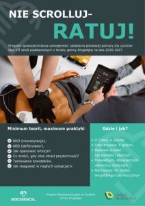 „Nie scrolluj – ratuj!” – program nauki pierwszej pomocy dla uczniów klas VII w Gminie Długołęka