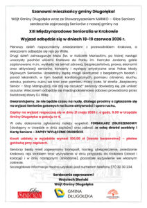 XIII Międzynarodowe Senioralia w Krakowie – zapraszamy Seniorów z Gminy Długołęka!