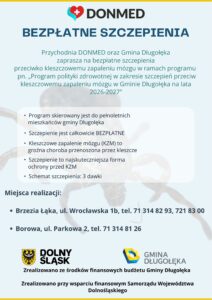 Plakat KZM Bezpłatne szczepienia przeciwko kleszczowemu zapaleniu mózgu