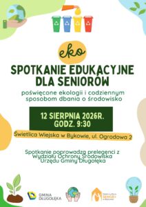 Plakat EKO spotkanie Ekologia na co dzień – spotkanie edukacyjne dla seniorów