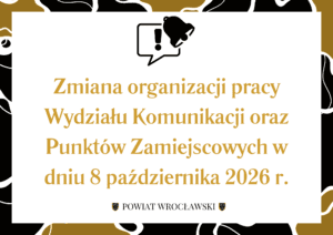 grafika wydział komunikacji 2026.10.08 – nieczynne Zmiana organizacji pracy Wydziału Komunikacji 8 października 2026 r.
